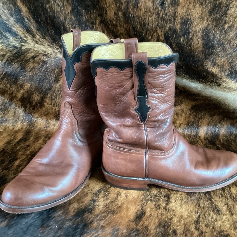 Lucchese X J Gilbert Cowboy Western Roper Boots Brown Size 11 Made In USA RARE! - Picture 9 of 12